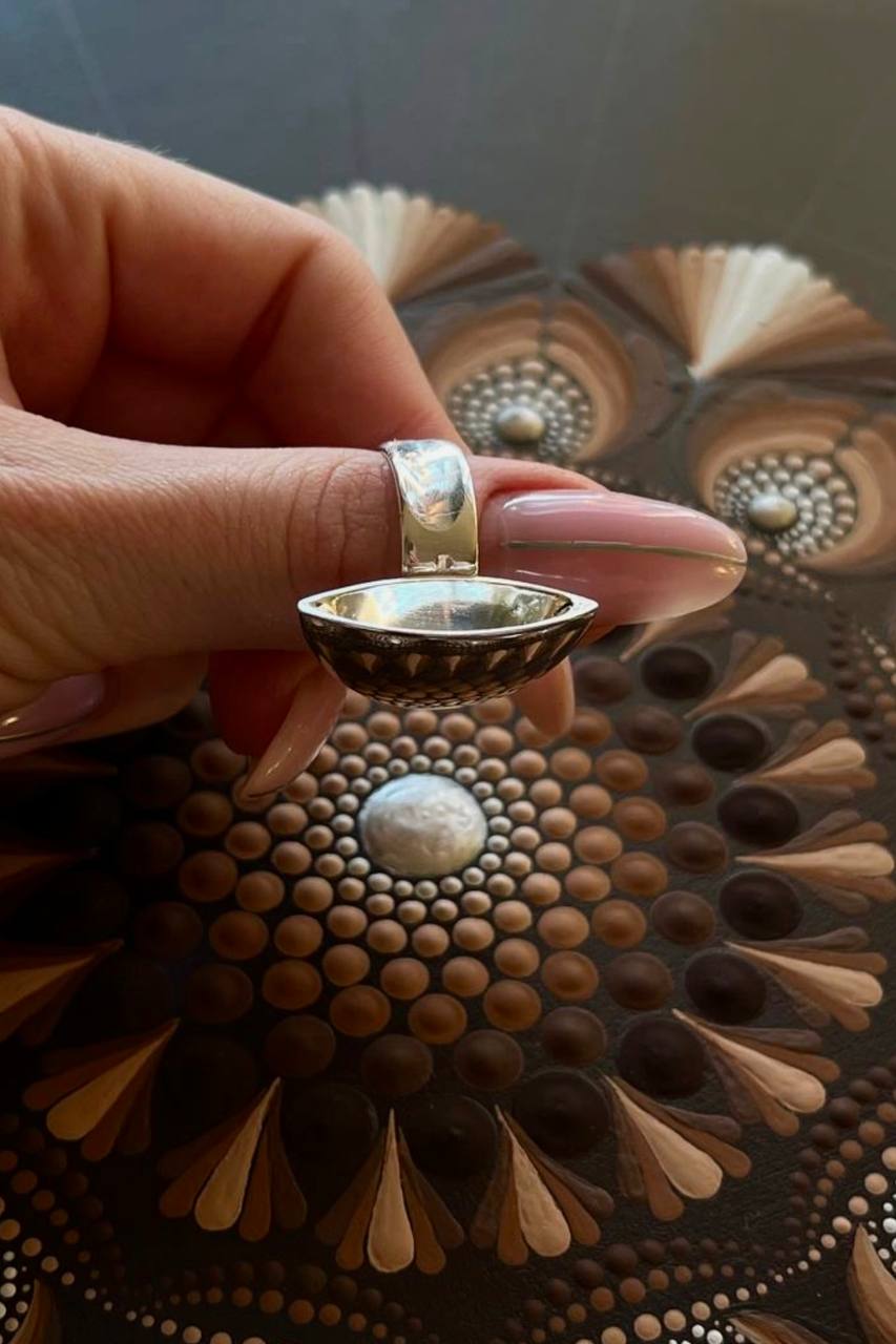 HandMade Silver Luxury Paint Applicator Ring for 3D dots paint